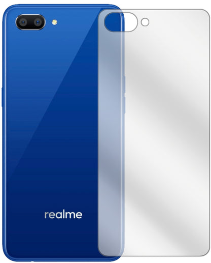 OppoRealme C1 (2019) Rückseite mit aufgebrachter dipos Displayschutzfolie, glasklare Darstellung ohne Einschränkungen