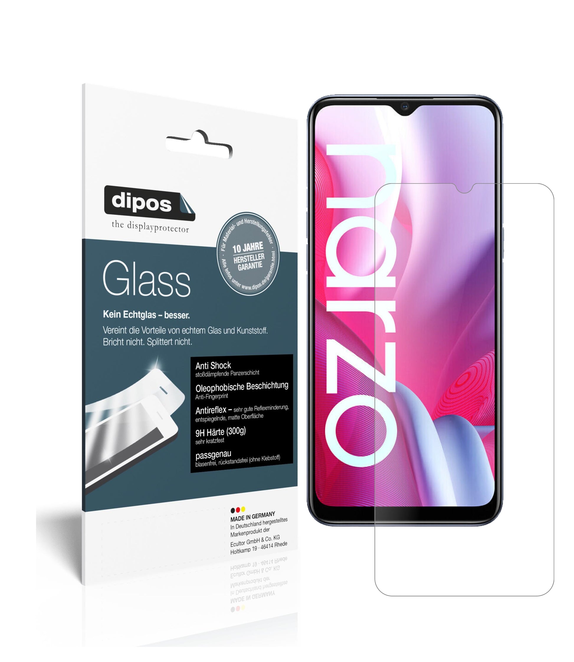 Matte Displayschutzfolie von dipos passend für Oppo Realme Narzo 20, 9H kratzfest und blasenfrei montiert