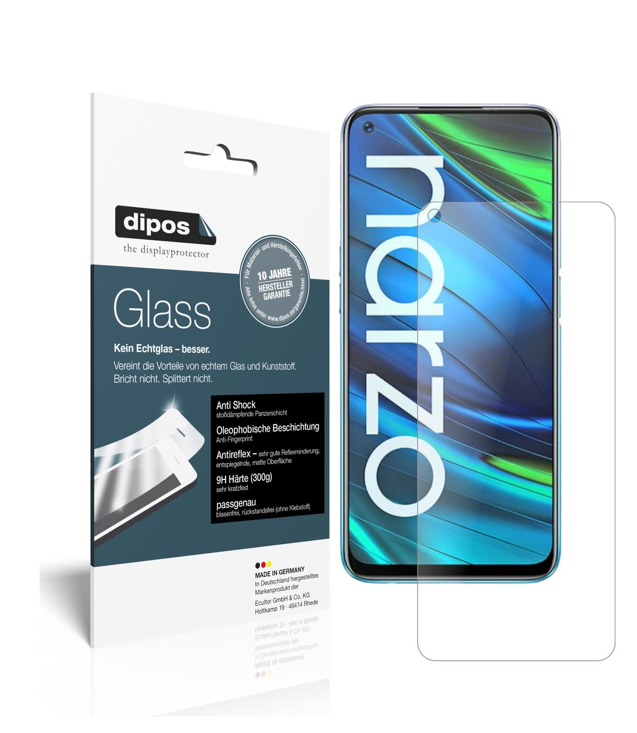 Matte Displayschutzfolie von dipos passend für Oppo Realme Narzo 20 Pro, 9H kratzfest und blasenfrei montiert