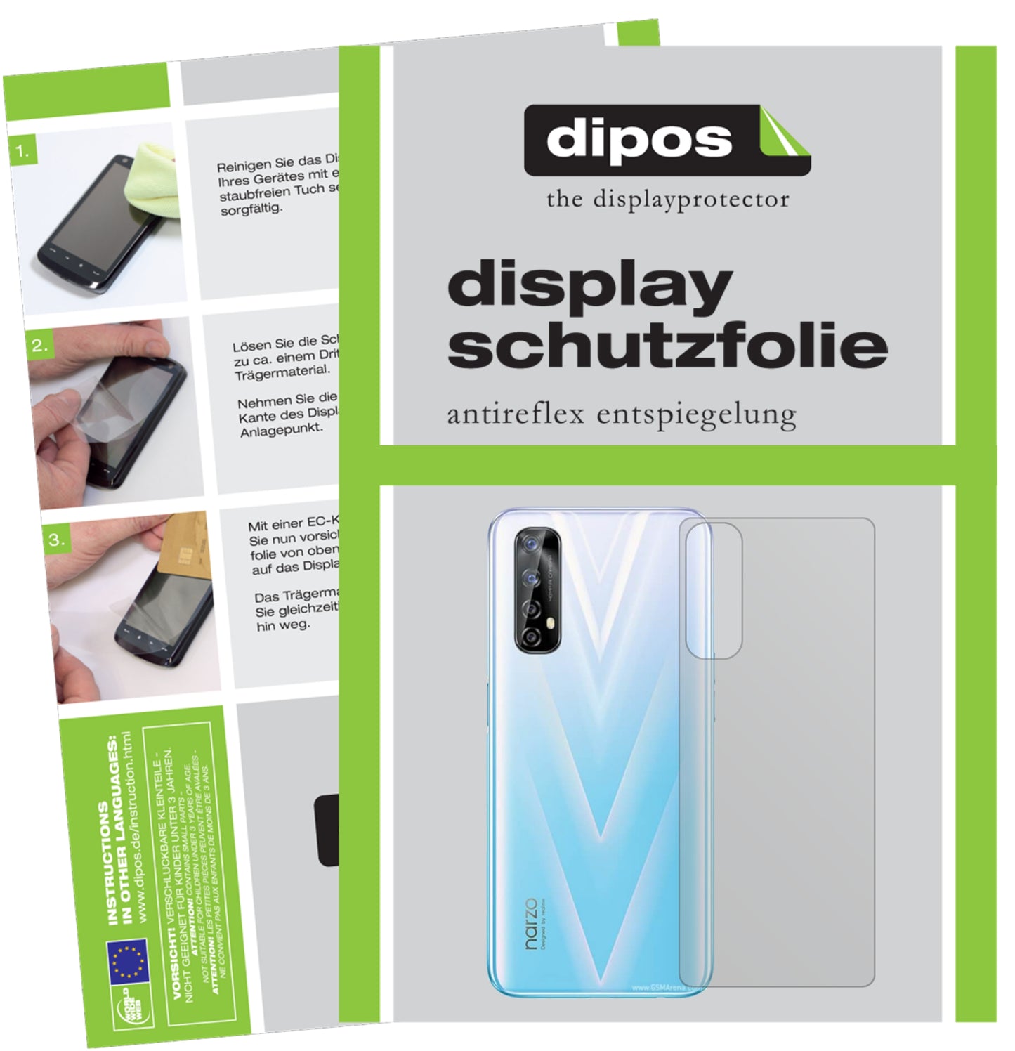 Mattes Panzerglas: Entspiegelte, dünne Folie, Fingerabdruckresistenz und Bildschirmschutz für Oppo-Realme Narzo 20 Pro Rückseite