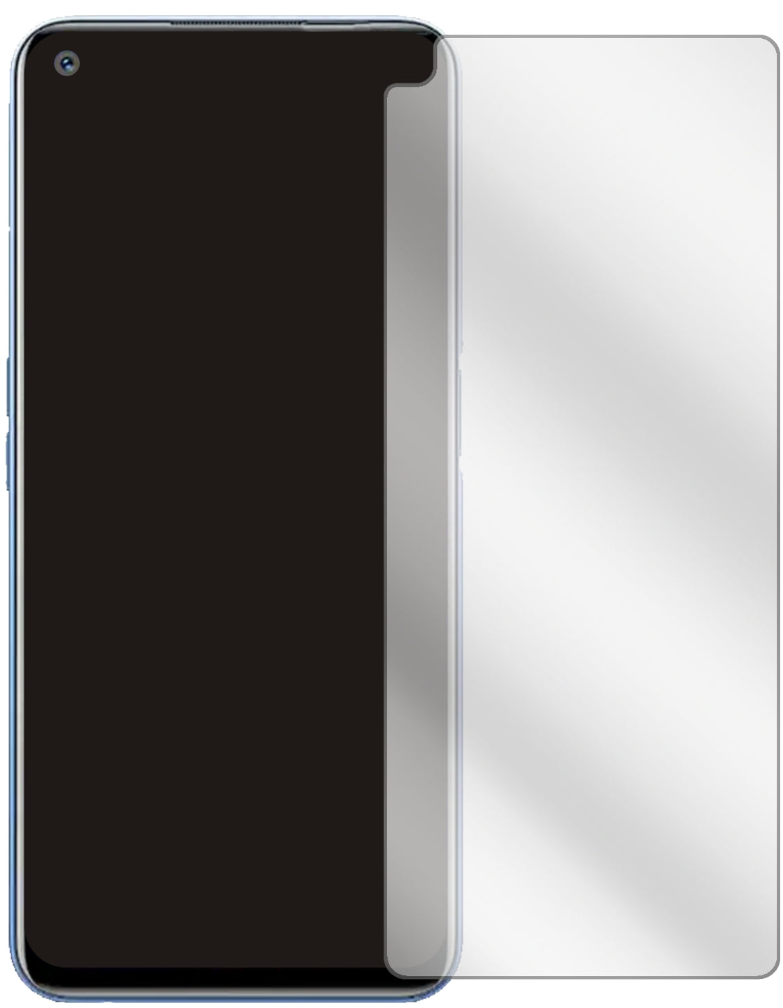 OppoRealme Narzo 30 mit aufgebrachter dipos Displayschutzfolie, glasklare Darstellung ohne Einschränkungen