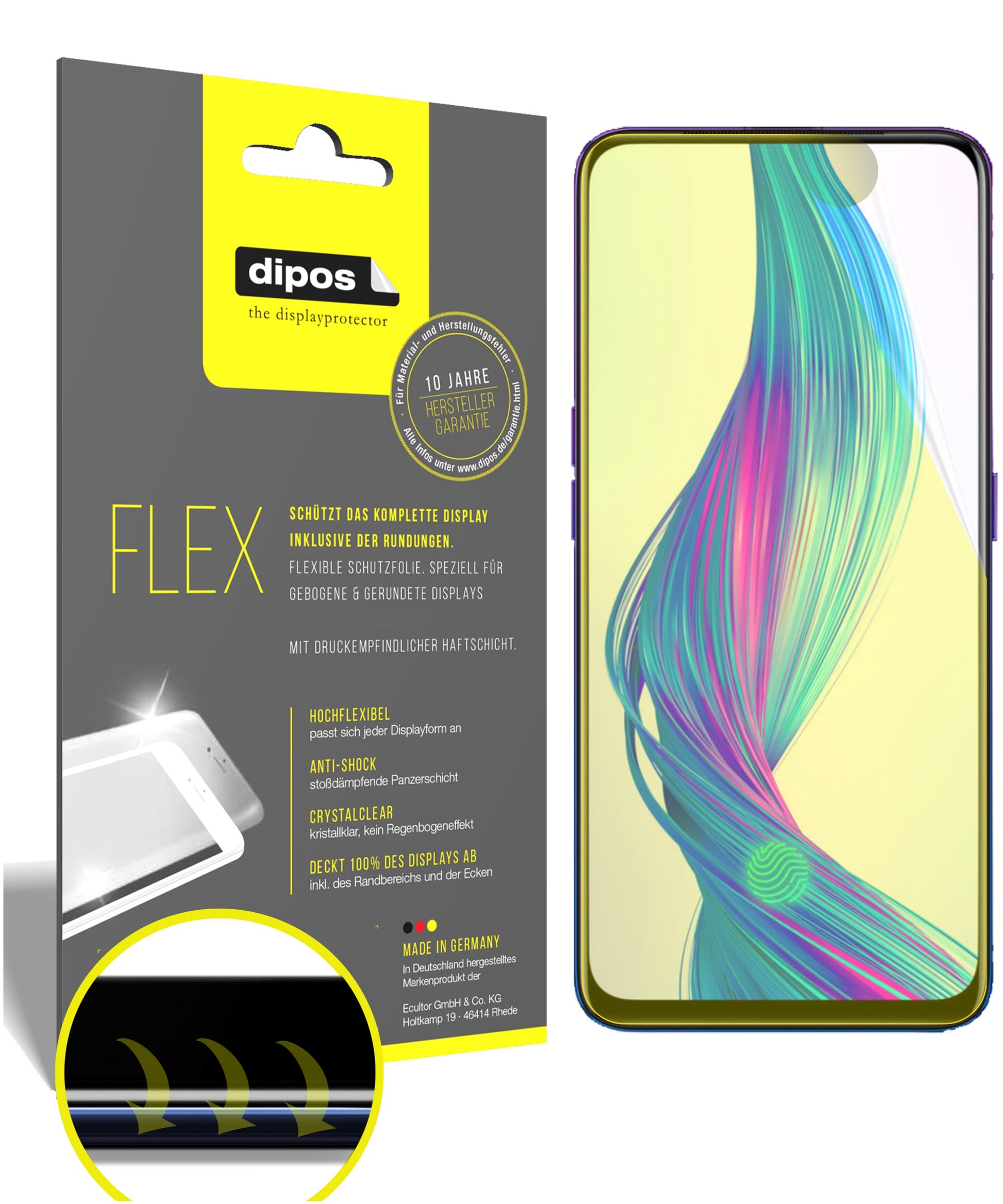 Klare Displayschutzfolie von dipos passend für Oppo Realme X, 100% Displayabdeckung und blasenfreie Montage