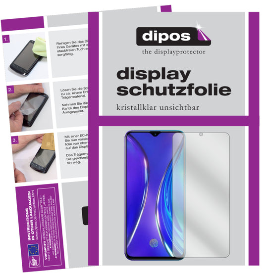 Klare Displayschutzfolie von dipos passend für Oppo Realme X2, präziser Zuschnitt und blasenfrei montiert