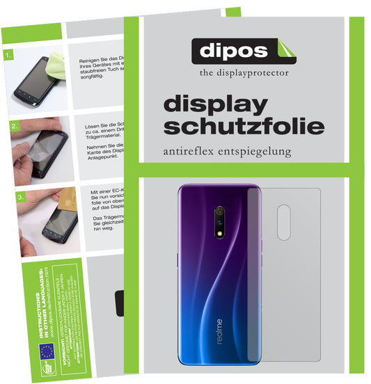 Matte Displayschutzfolie von dipos passend für Oppo Realme X Master Edition Rückseite, präziser Zuschnitt und blasenfrei montiert