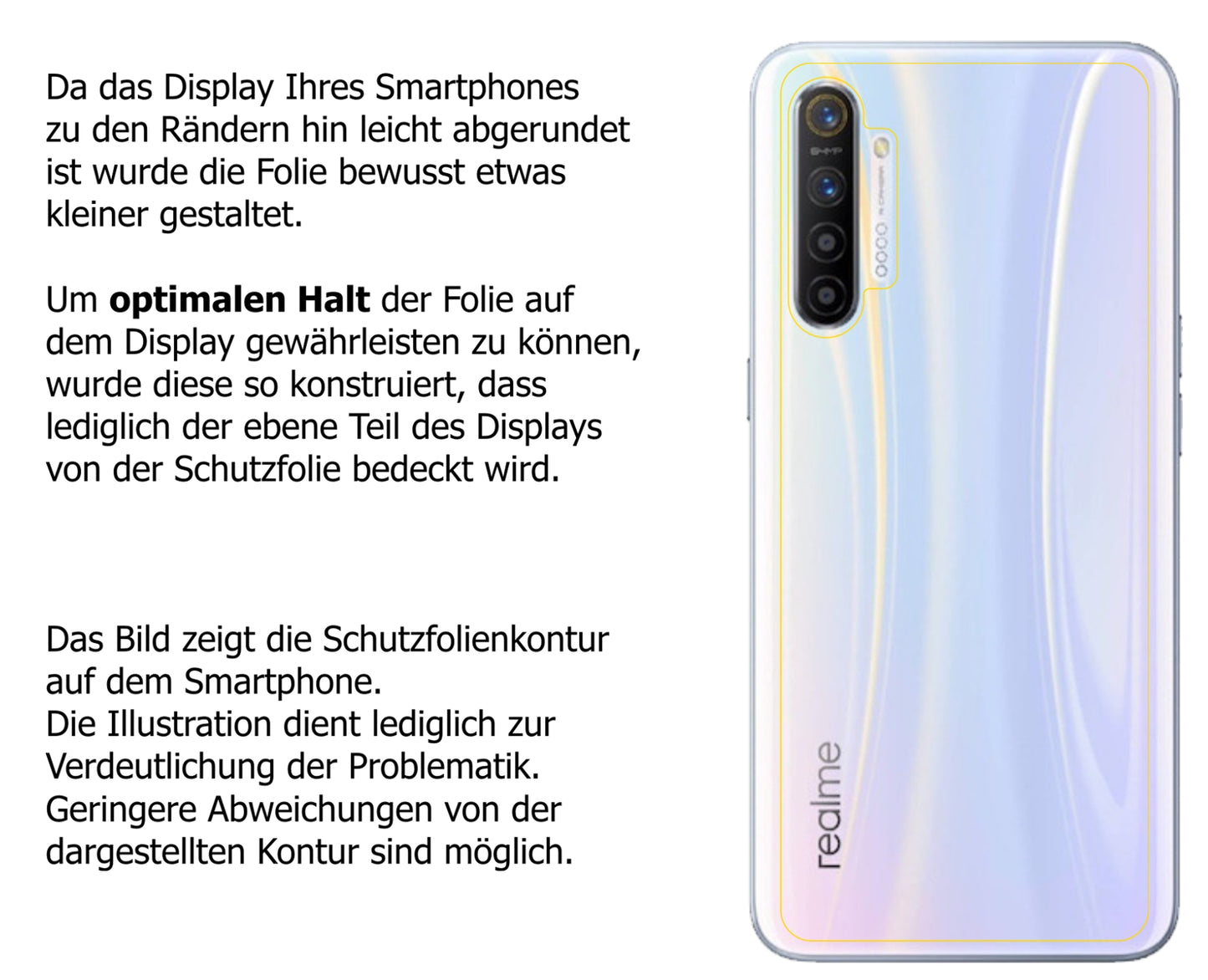 Schutzfolie mit optimaler Passform, zur Verwendung mit Hüllen geeignet