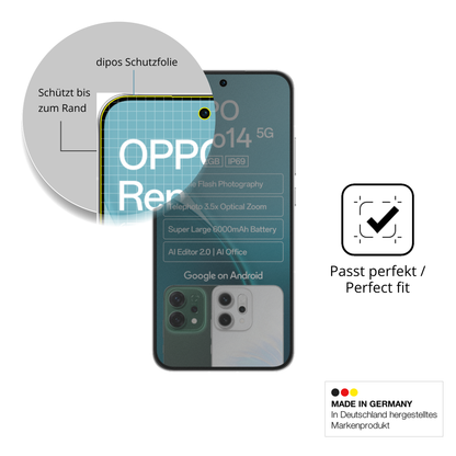 Schutz gegen Kratzer auf dem Oppo Reno14 5G Glas durch Schlüssel oder Ähnliches