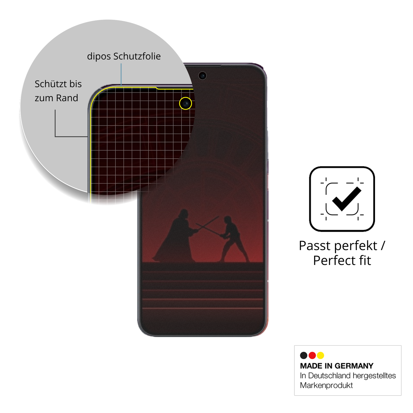 Schutz gegen Kratzer auf dem opporeno14 f star wars Glas durch Schlüssel, Stöße gegen die Tischkante oder Stürze