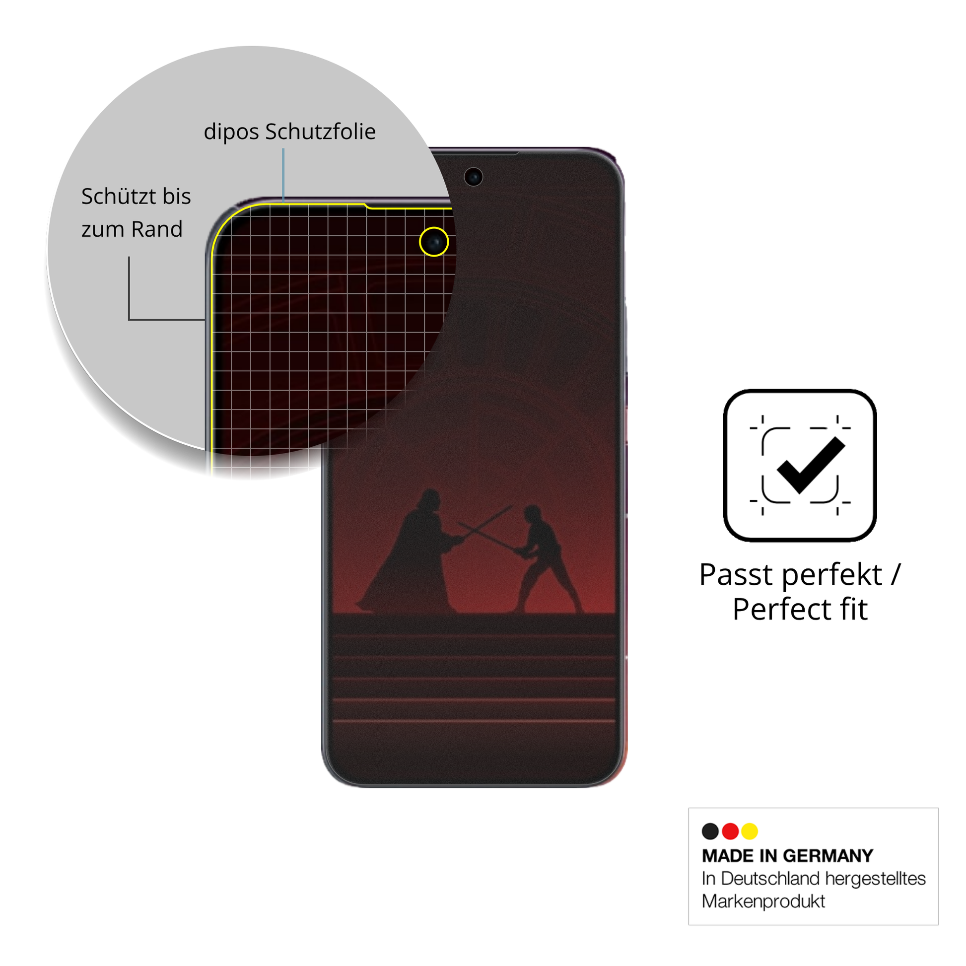 Schutz gegen Kratzer auf dem opporeno14 f star wars Glas durch Schlüssel, Stöße gegen die Tischkante oder Stürze