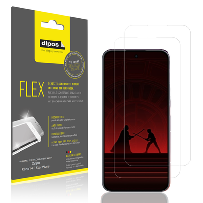 Klare Displayschutzfolie von dipos passend für opporeno14 f star wars, 100% Displayabdeckung und blasenfreie Montage