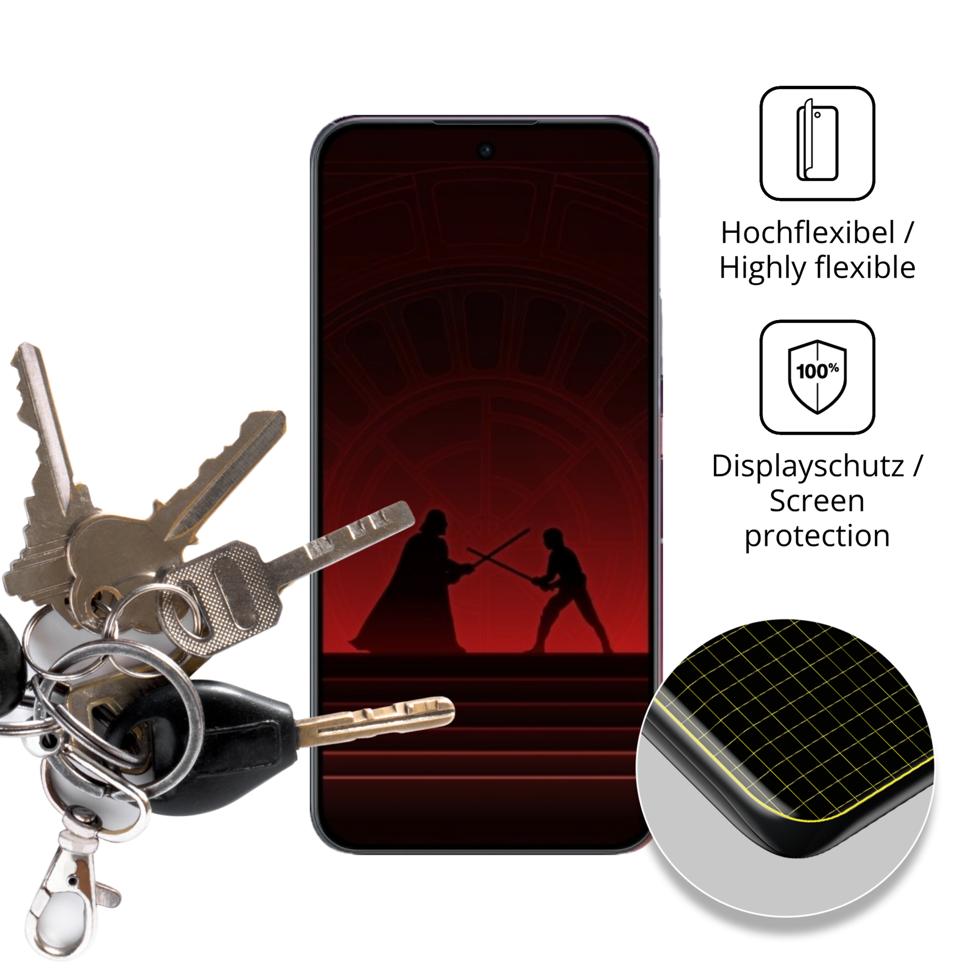 dipos Displayschutz für opporeno14 f star wars, transparente Oberfläche, geringe Dicke und perfekte Passform