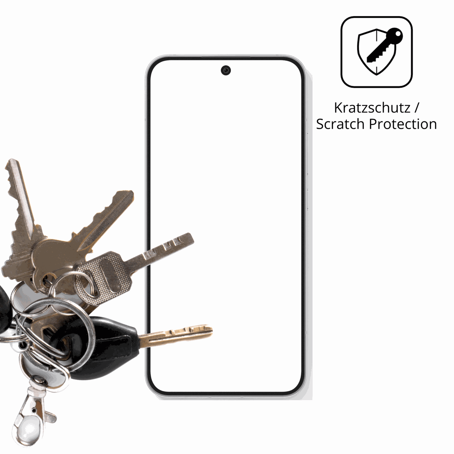 Schutz gegen Kratzer auf dem Oppo Reno 15 Glas durch Schlüssel oder Ähnliches