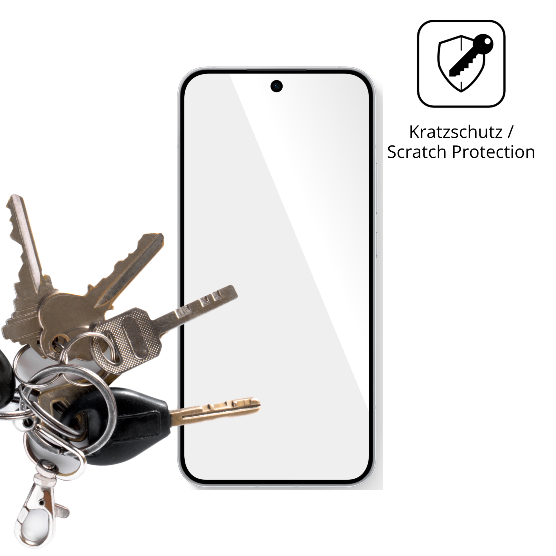 Schutz gegen Kratzer auf dem Oppo Reno 15 Glas durch Schlüssel oder Ähnliches