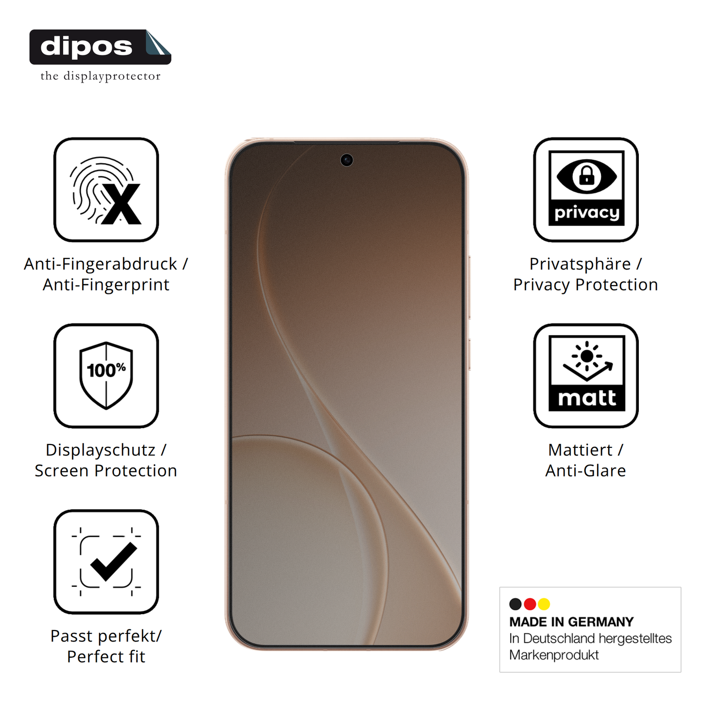 Privatsphäre-Schutz durch Sichtschutz-Folie passend zugeschnitten für Oppo Reno 15 FS