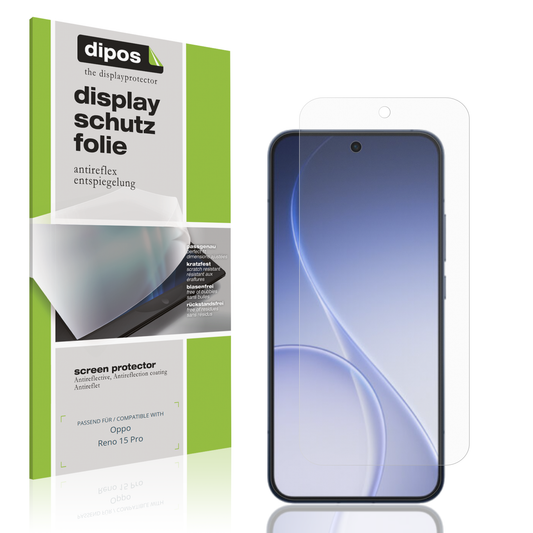 Matte Displayschutzfolie von dipos passend für Oppo Reno 15 Pro, präziser Zuschnitt und blasenfrei montiert