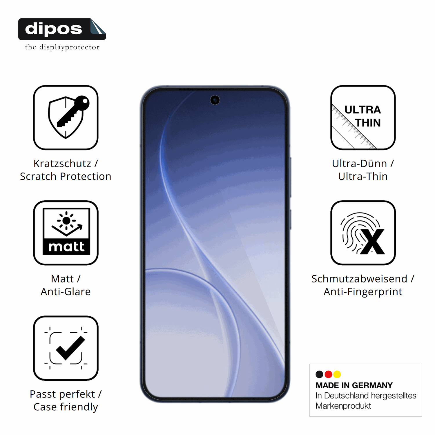 Displayschutz hergestellt in Deutschland, höchste Qualität made in Germany