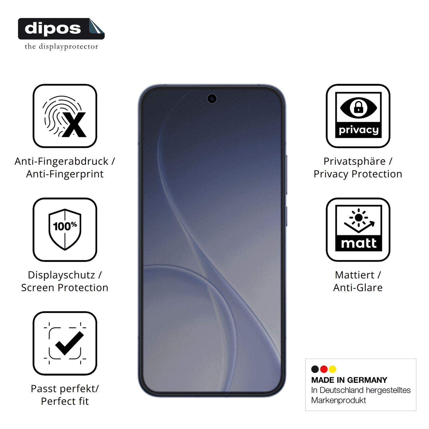Privatsphäre-Schutz durch Sichtschutz-Folie passend zugeschnitten für Oppo Reno 15 Pro