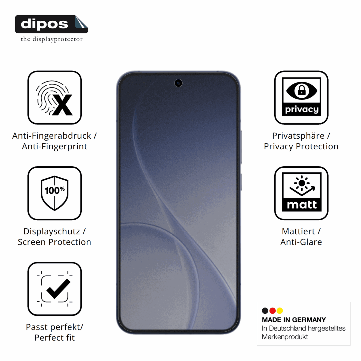 Privatsphäre-Schutz durch Sichtschutz-Folie passend zugeschnitten für Oppo Reno 15 Pro Max