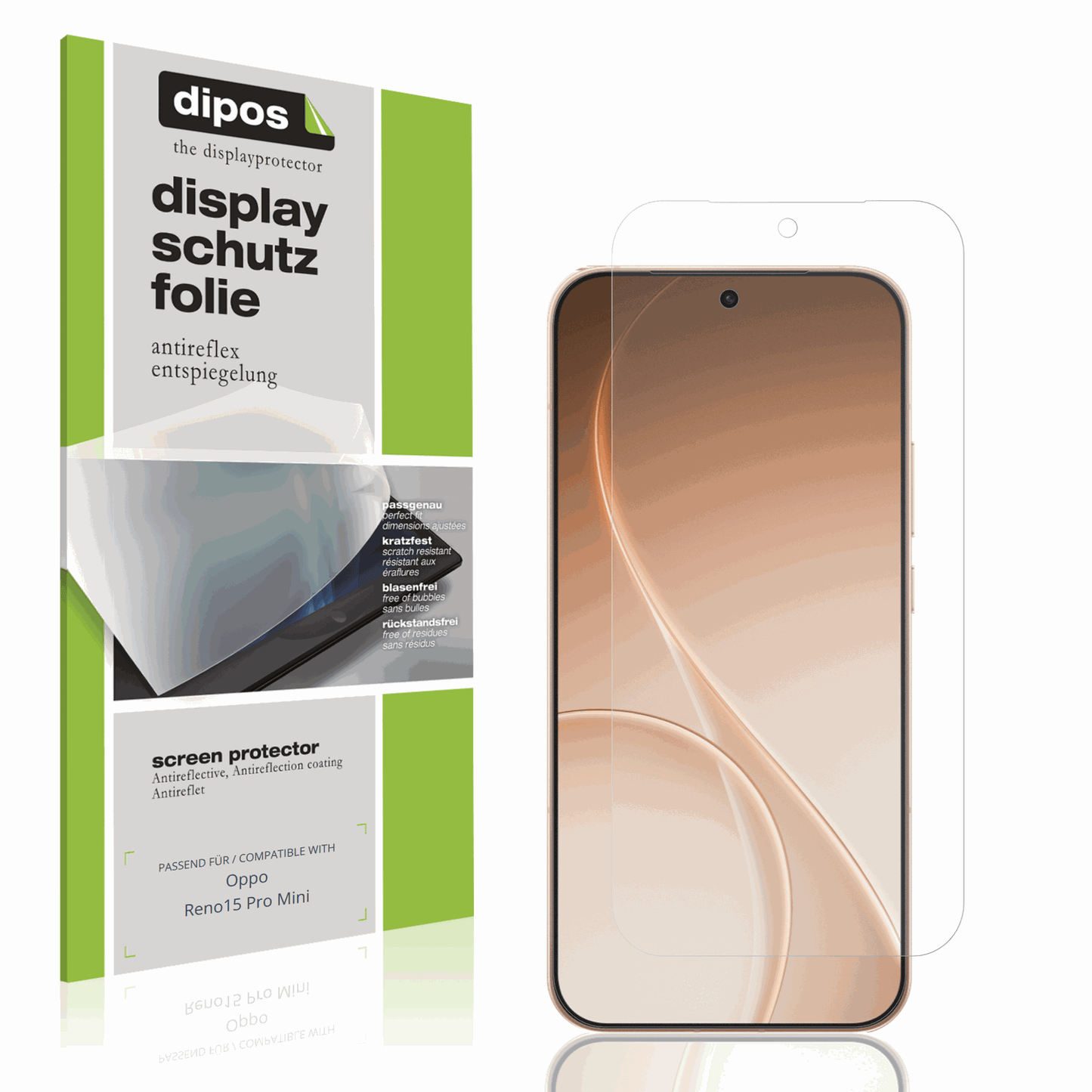 Matte Displayschutzfolie von dipos passend für Oppo Reno15 Pro Mini, präziser Zuschnitt und blasenfrei montiert