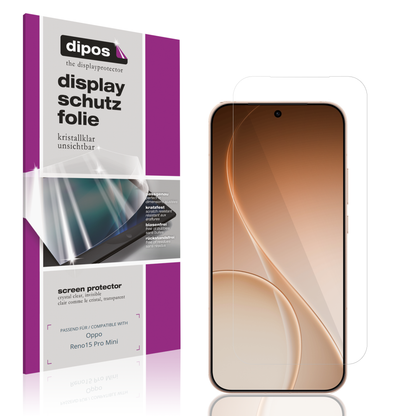 Klare Displayschutzfolie von dipos passend für Oppo Reno15 Pro Mini, präziser Zuschnitt und blasenfrei montiert