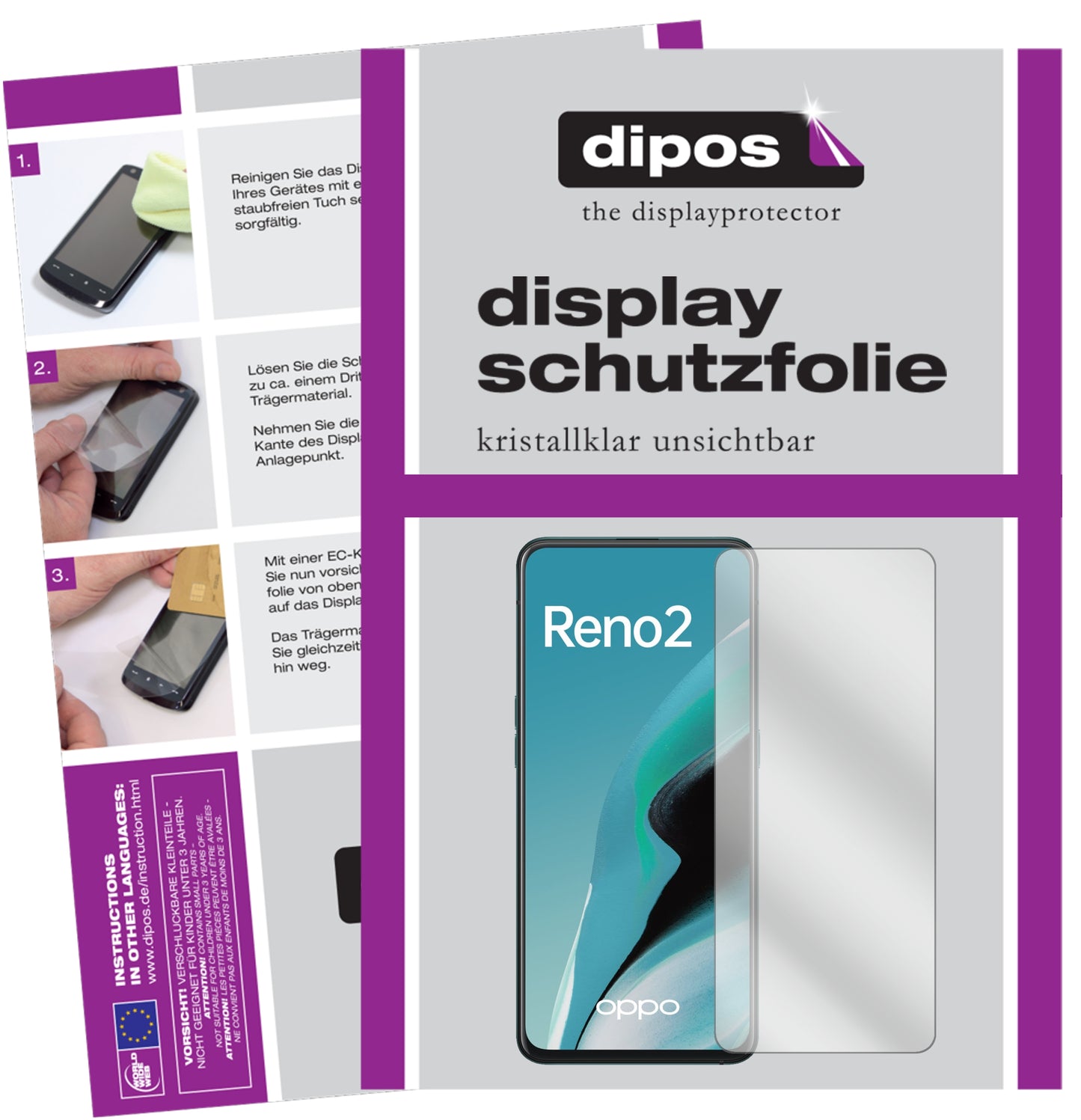 Kristallklare, dünne Schutzfolie: Kratzfest & passgenau für Oppo-Reno2