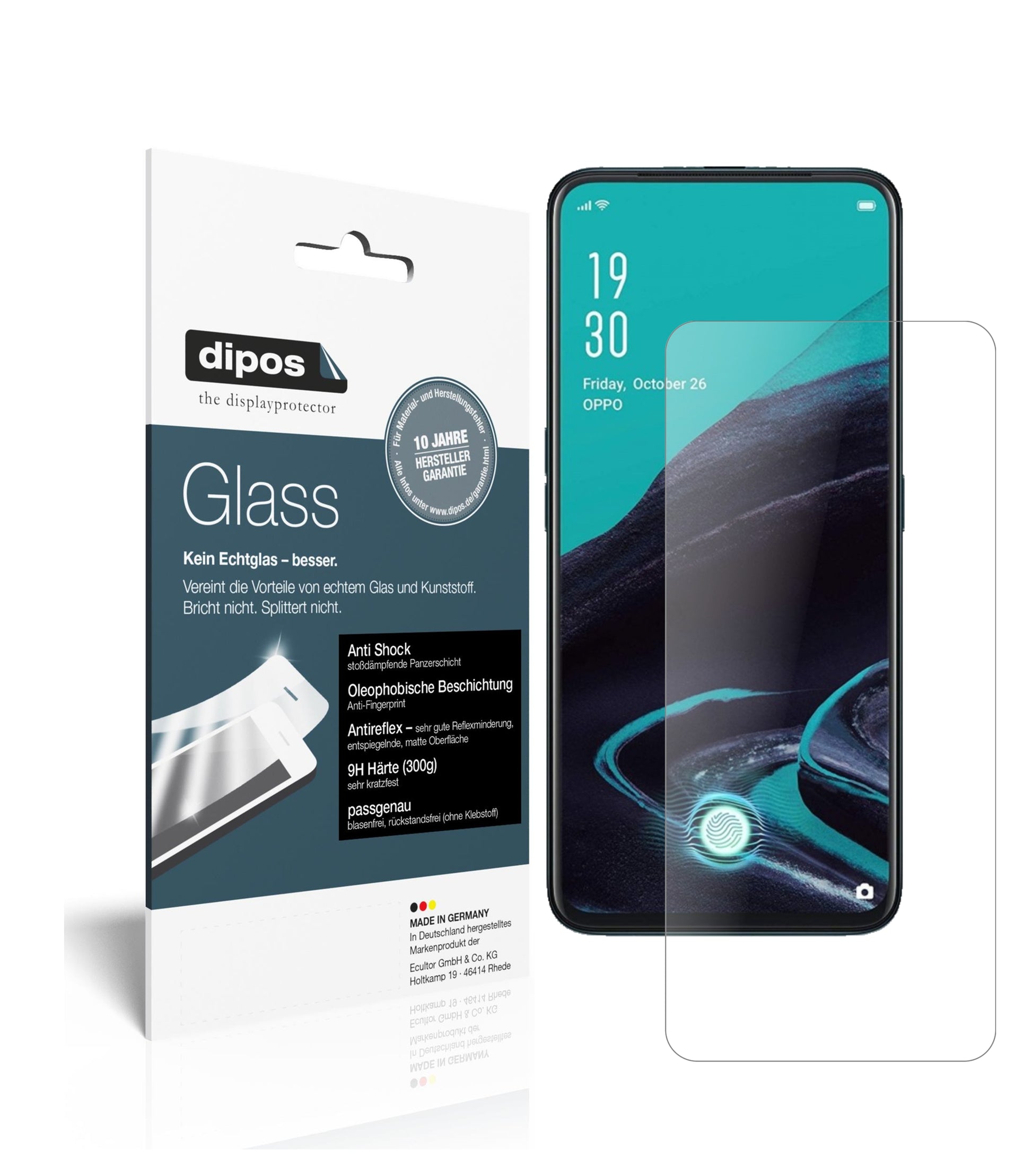 Matte Displayschutzfolie von dipos passend für Oppo Reno2 F, 9H kratzfest und blasenfrei montiert
