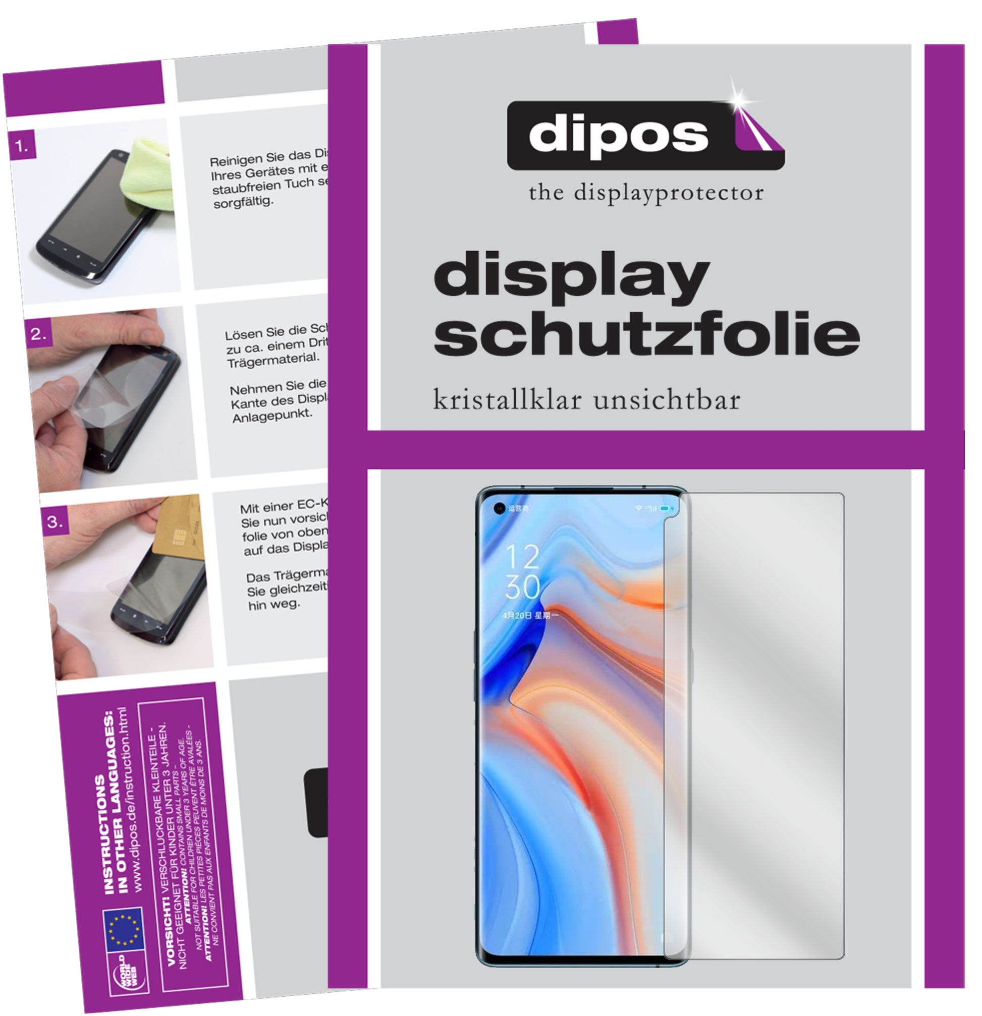 Kristallklare, dünne Schutzfolie: Kratzfest & passgenau für Oppo-Reno 4 Pro