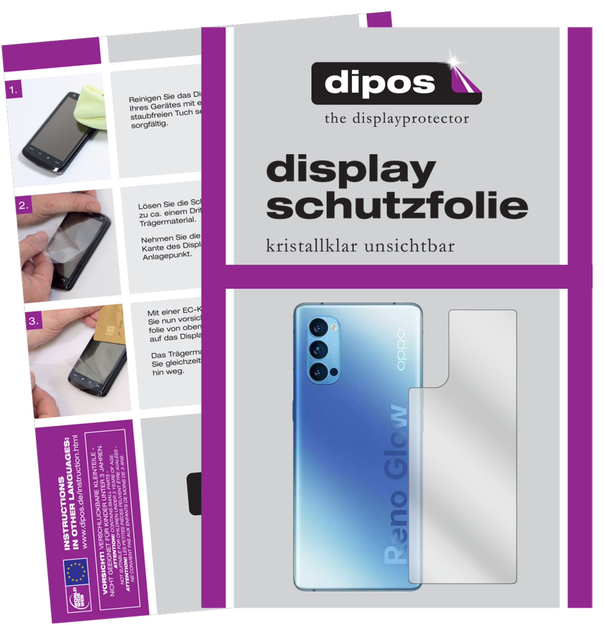 Kristallklare, dünne Schutzfolie: Kratzfest & passgenau für Oppo-Reno 4 Pro Rückseite