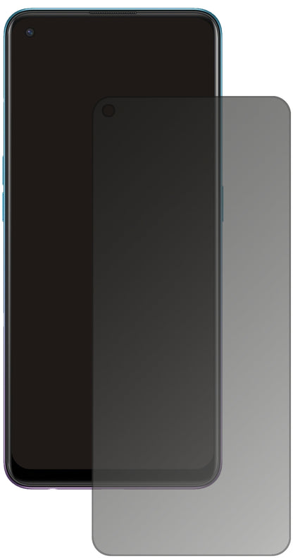 OppoReno5 F mit aufgebrachtem dipos Displayschutz, der seitliche Einblicke blockiert