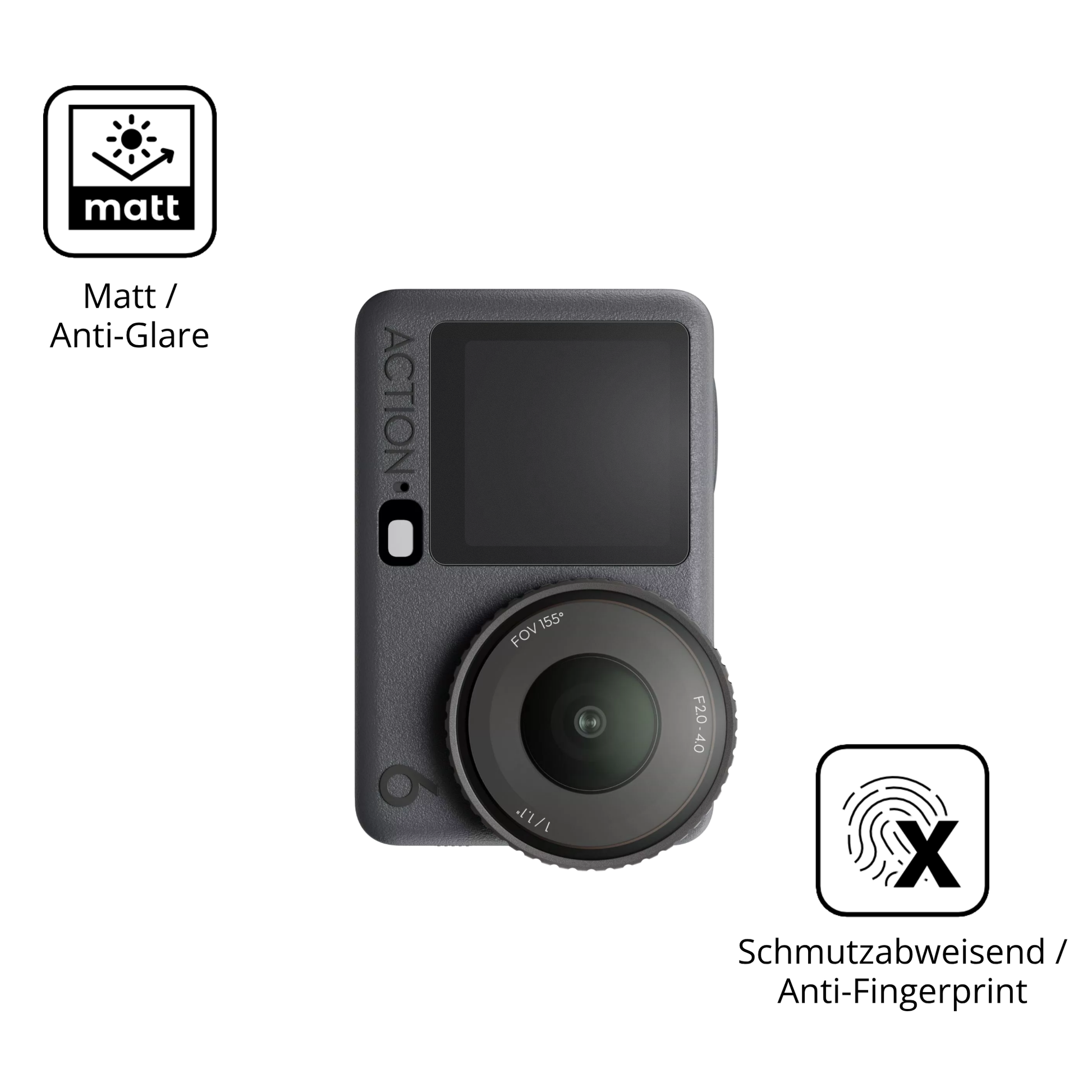 Dünne und entspiegelnde Folie passend zugeschnitten für osmoaction 6