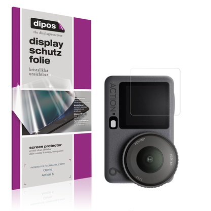 Klare Displayschutzfolie von dipos passend für osmoaction 6, präziser Zuschnitt und blasenfrei montiert