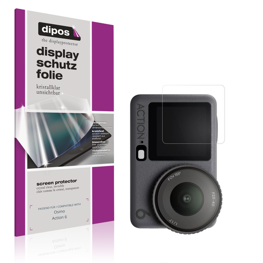 Klare Displayschutzfolie von dipos passend für osmoaction 6, präziser Zuschnitt und blasenfrei montiert