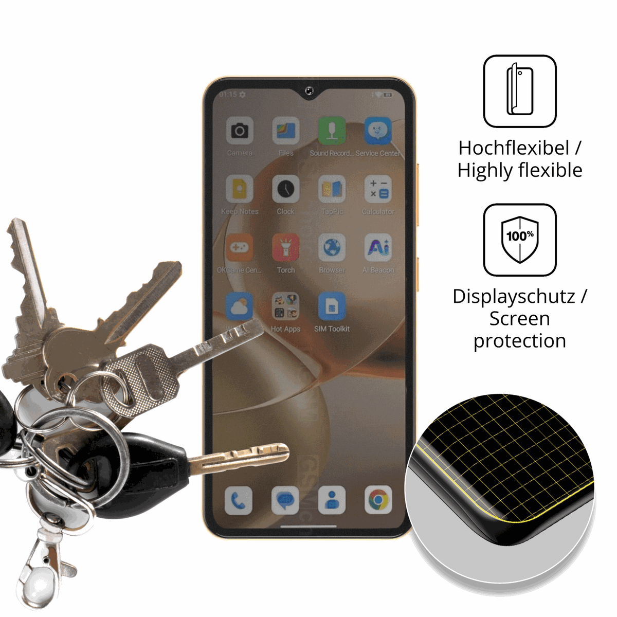 dipos Displayschutz f�r Oukitel C17, mit Blickschutzfilter und perfekter Passform auch f�r die Rundungen