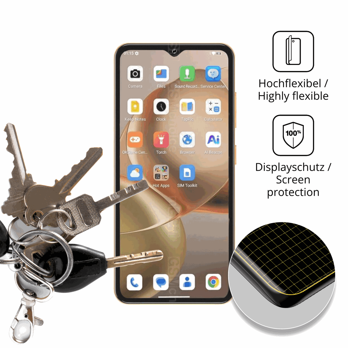 dipos Displayschutz f�r Oukitel C17, transparente Oberfl�che, perfekte Passform auch f�r die Rundungen