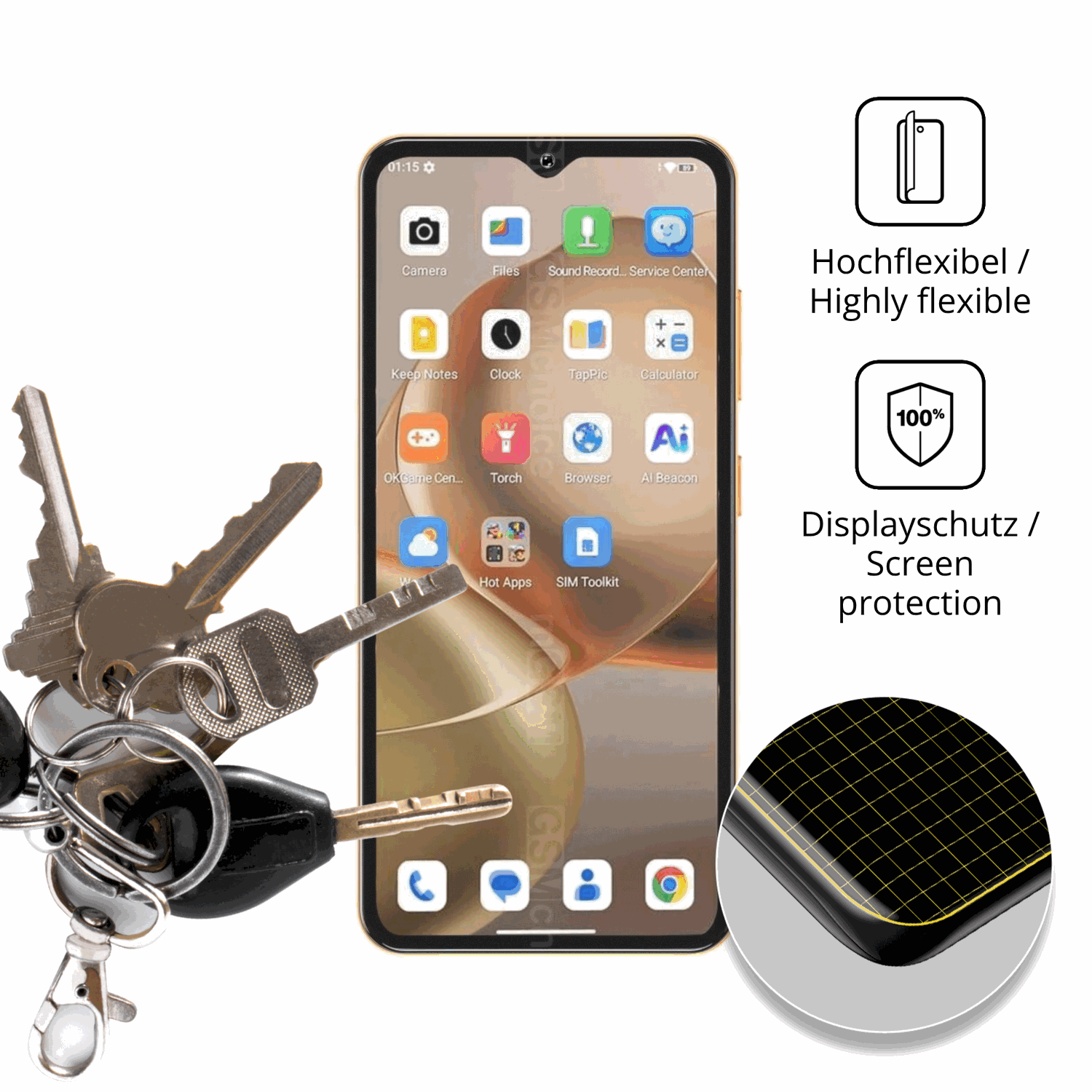 dipos Displayschutz f�r Oukitel C17, transparente Oberfl�che, perfekte Passform auch f�r die Rundungen