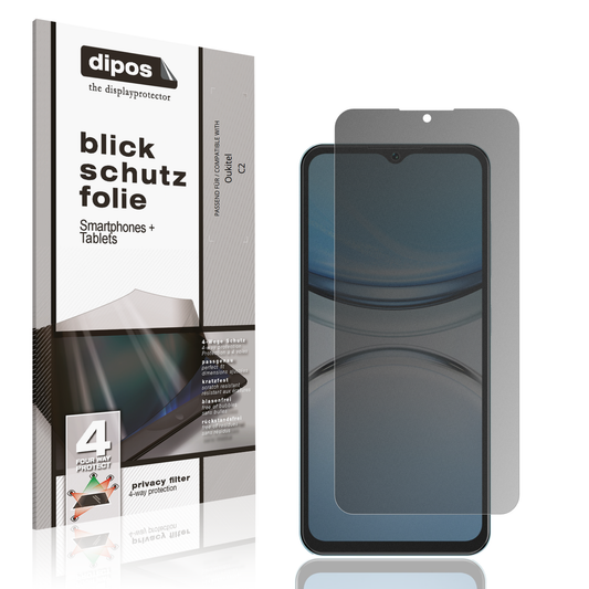 Blickschutzfolie von dipos passend für Oukitel C2, präziser Zuschnitt und blasenfrei montiert