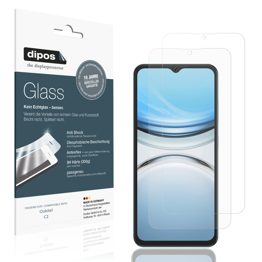 Matte Displayschutzfolie von dipos passend für Oukitel C2, 9H kratzfest und blasenfrei montiert