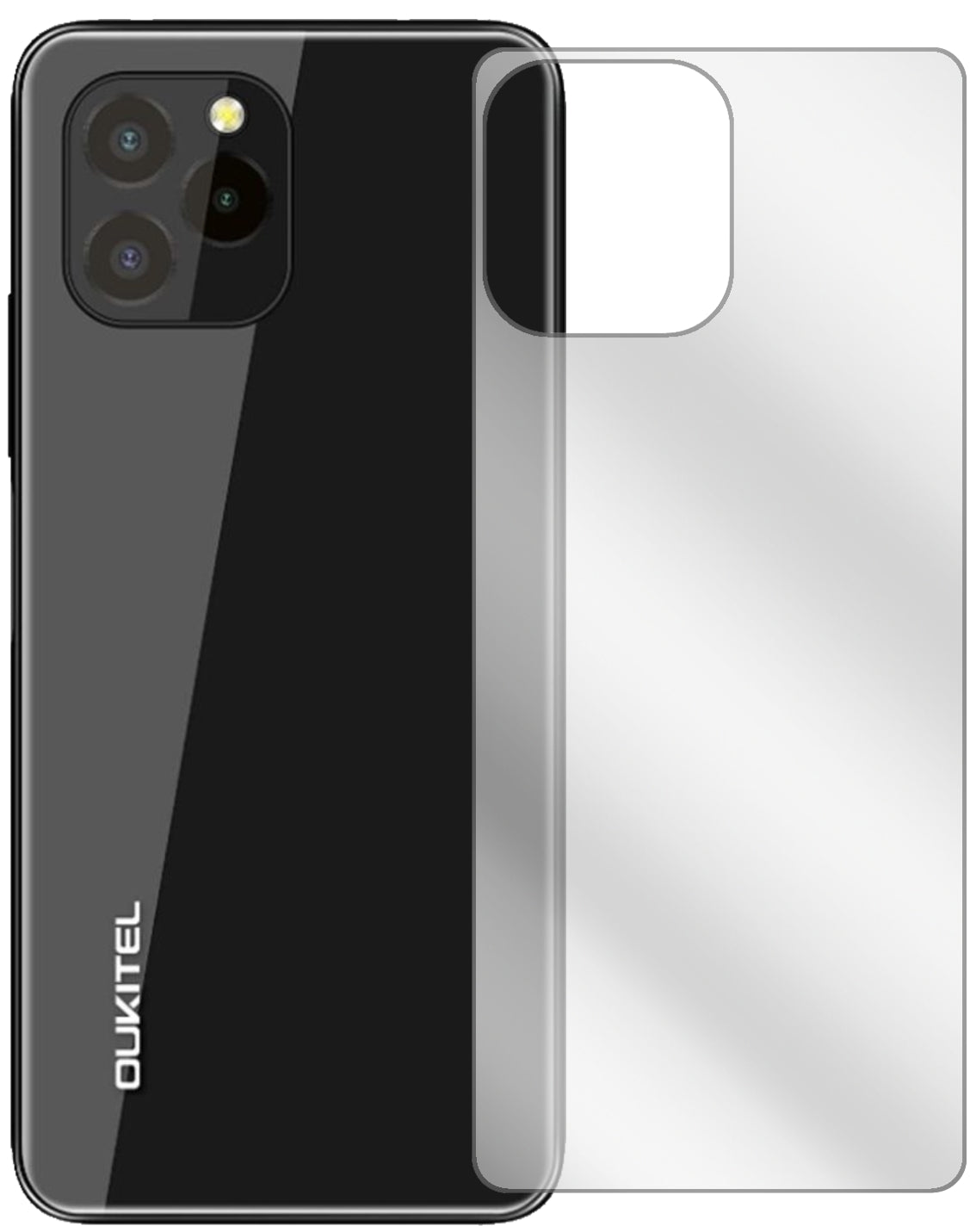 2x Schutzfolie klar für Oukitel C21 Pro Rückseite Display-Schutzfolie
