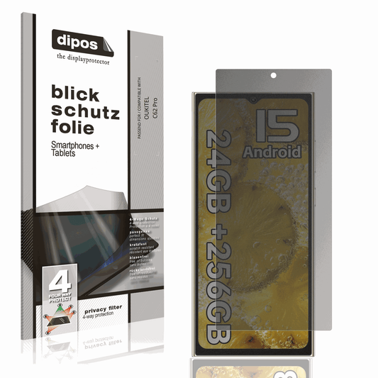 Blickschutzfolie von dipos passend für OUKITEL C62 Pro, präziser Zuschnitt und blasenfrei montiert