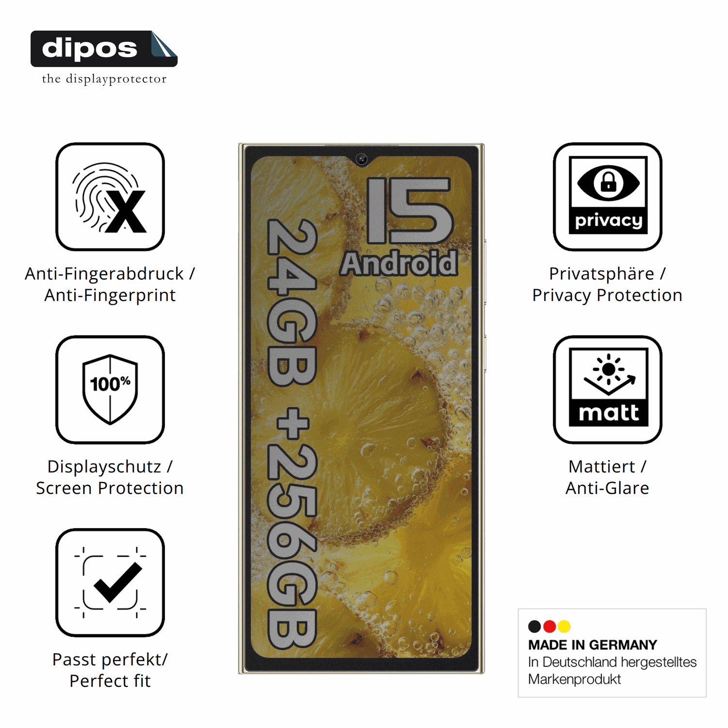 Privatsphäre-Schutz durch Sichtschutz-Folie passend zugeschnitten für OUKITEL C62 Pro