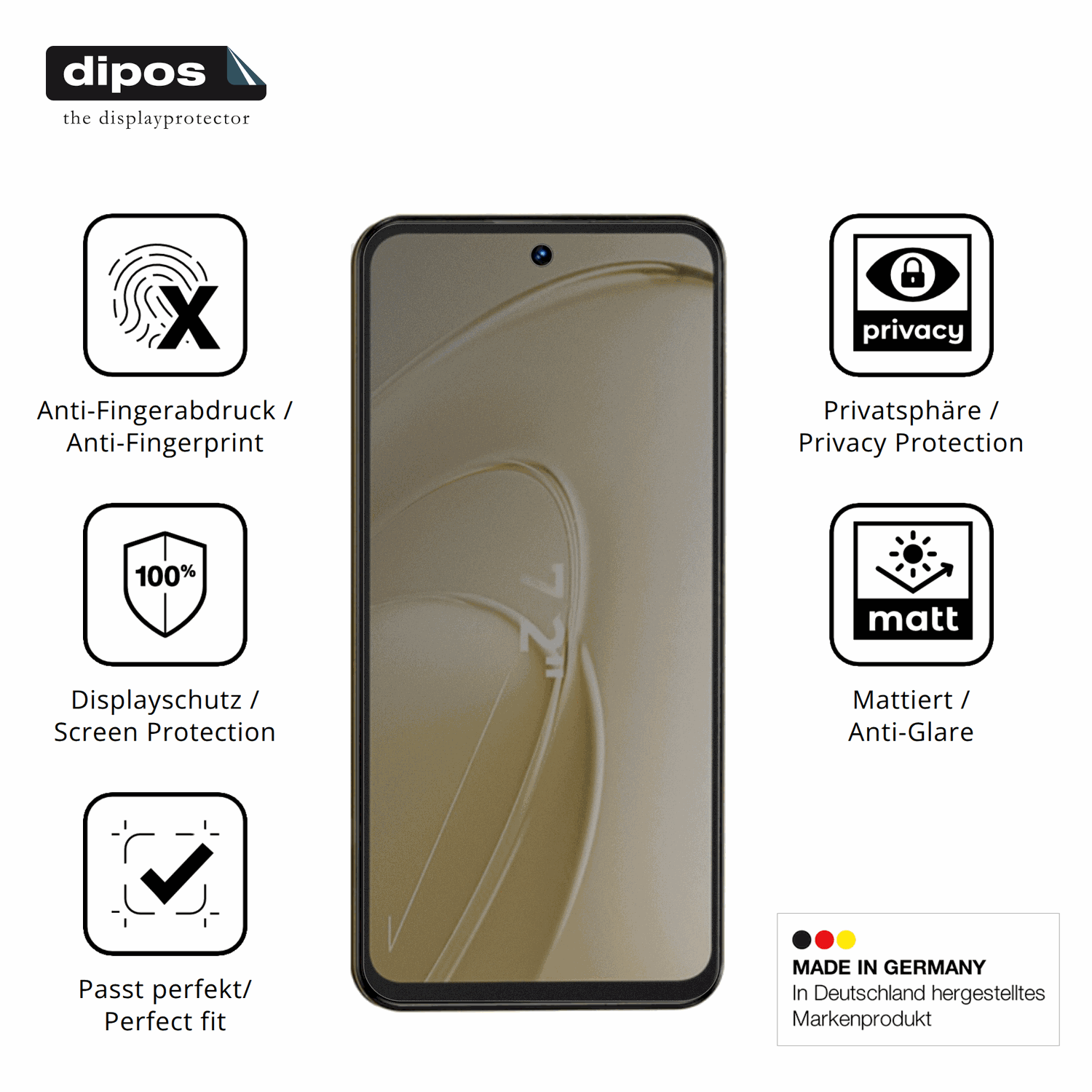 Privatsphäre-Schutz durch Sichtschutz-Folie passend zugeschnitten für Oukitel C68 Plus
