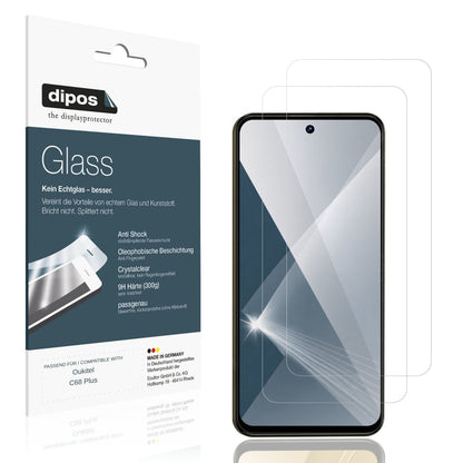 Klare Displayschutzfolie von dipos passend für Oukitel C68 Plus, 9H kratzfest und blasenfrei montiert