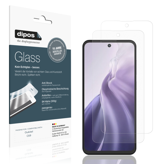 Matte Displayschutzfolie von dipos passend für oukitelc69, 9H kratzfest und blasenfrei montiert