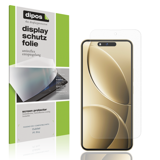 Matte Displayschutzfolie von dipos passend für oukitelp1 pro, präziser Zuschnitt und blasenfrei montiert