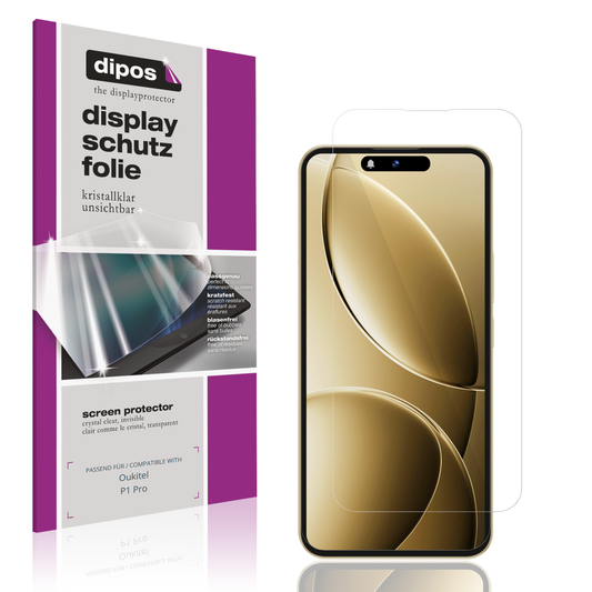 Klare Displayschutzfolie von dipos passend für oukitelp1 pro, präziser Zuschnitt und blasenfrei montiert