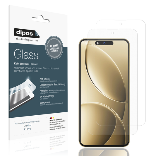 Matte Displayschutzfolie von dipos passend für oukitelp1 pro, 9H kratzfest und blasenfrei montiert