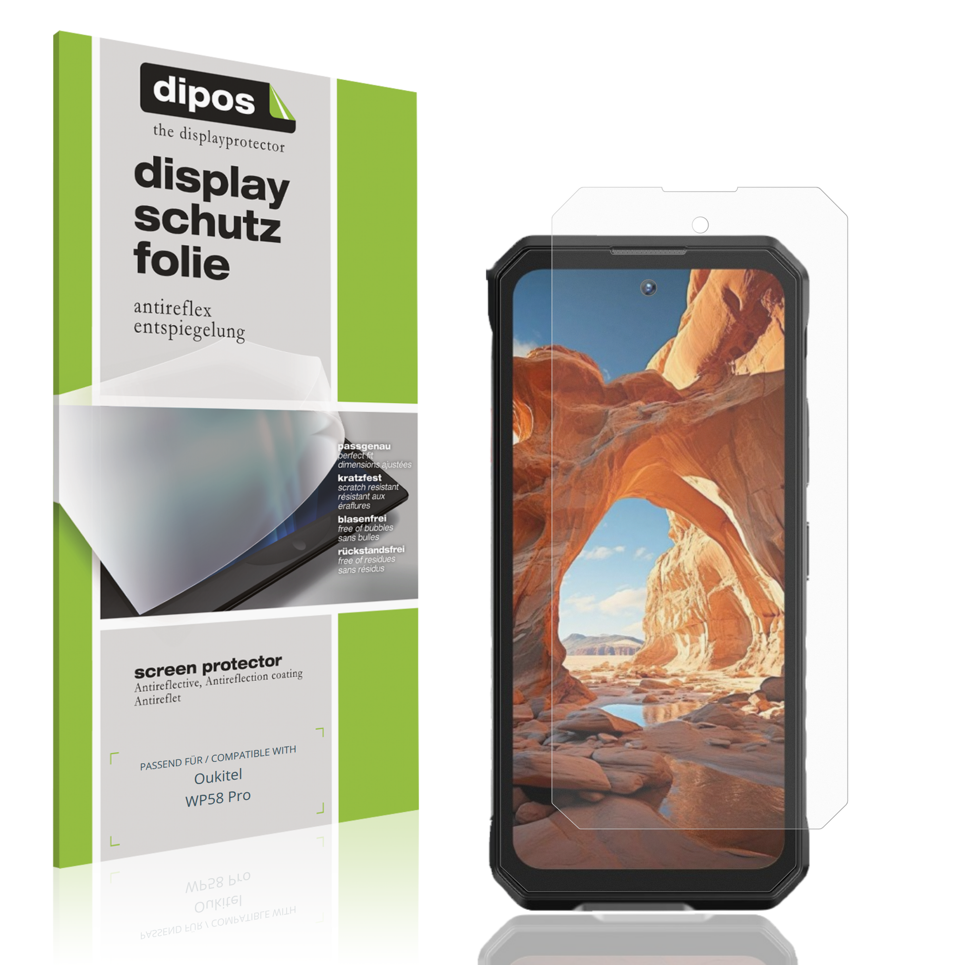 Matte Displayschutzfolie von dipos passend für Oukitel WP58 Pro, präziser Zuschnitt und blasenfrei montiert