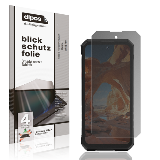 Blickschutzfolie von dipos passend für Oukitel WP58 Pro, präziser Zuschnitt und blasenfrei montiert