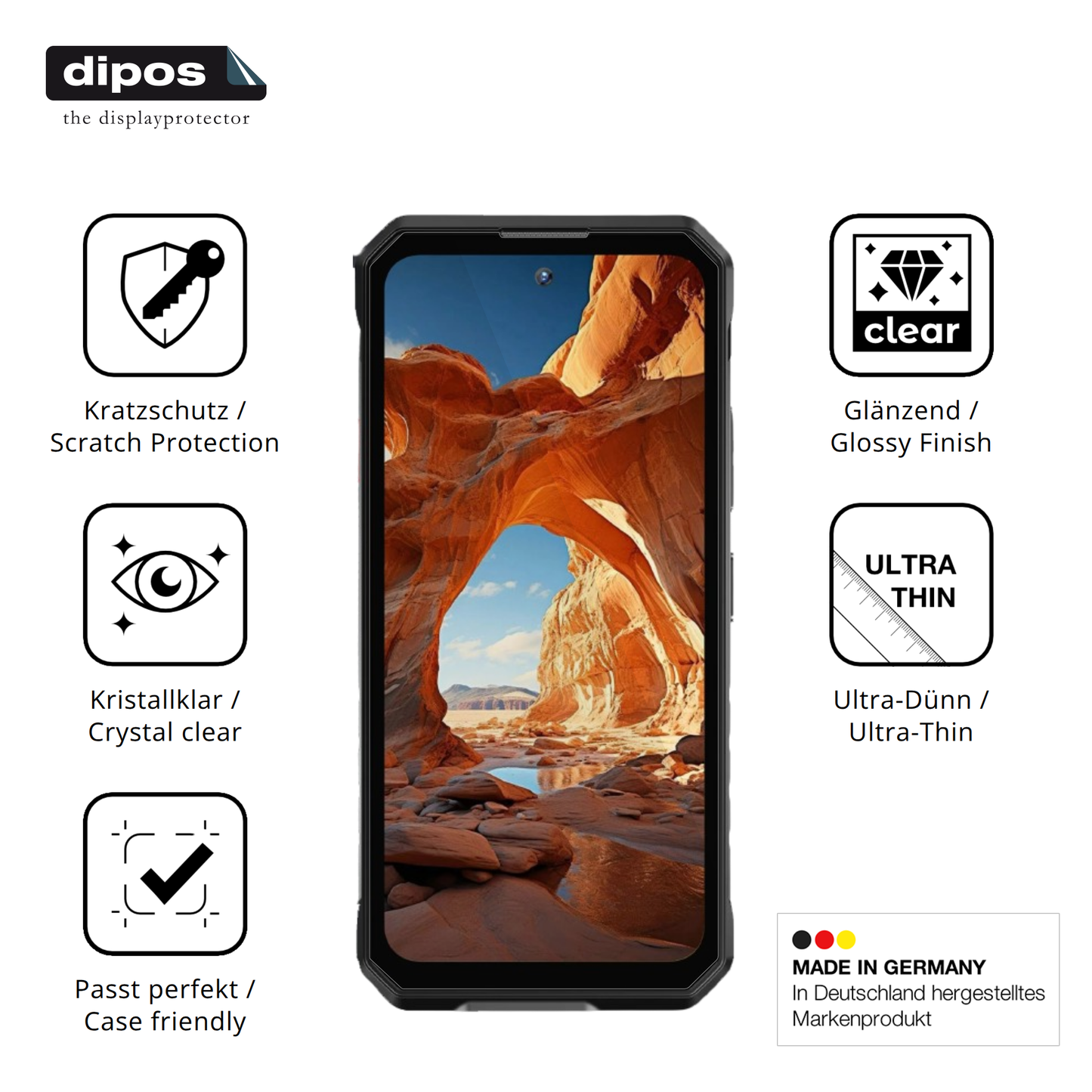 Displayschutz hergestellt in Deutschland, höchste Qualität made in Germany