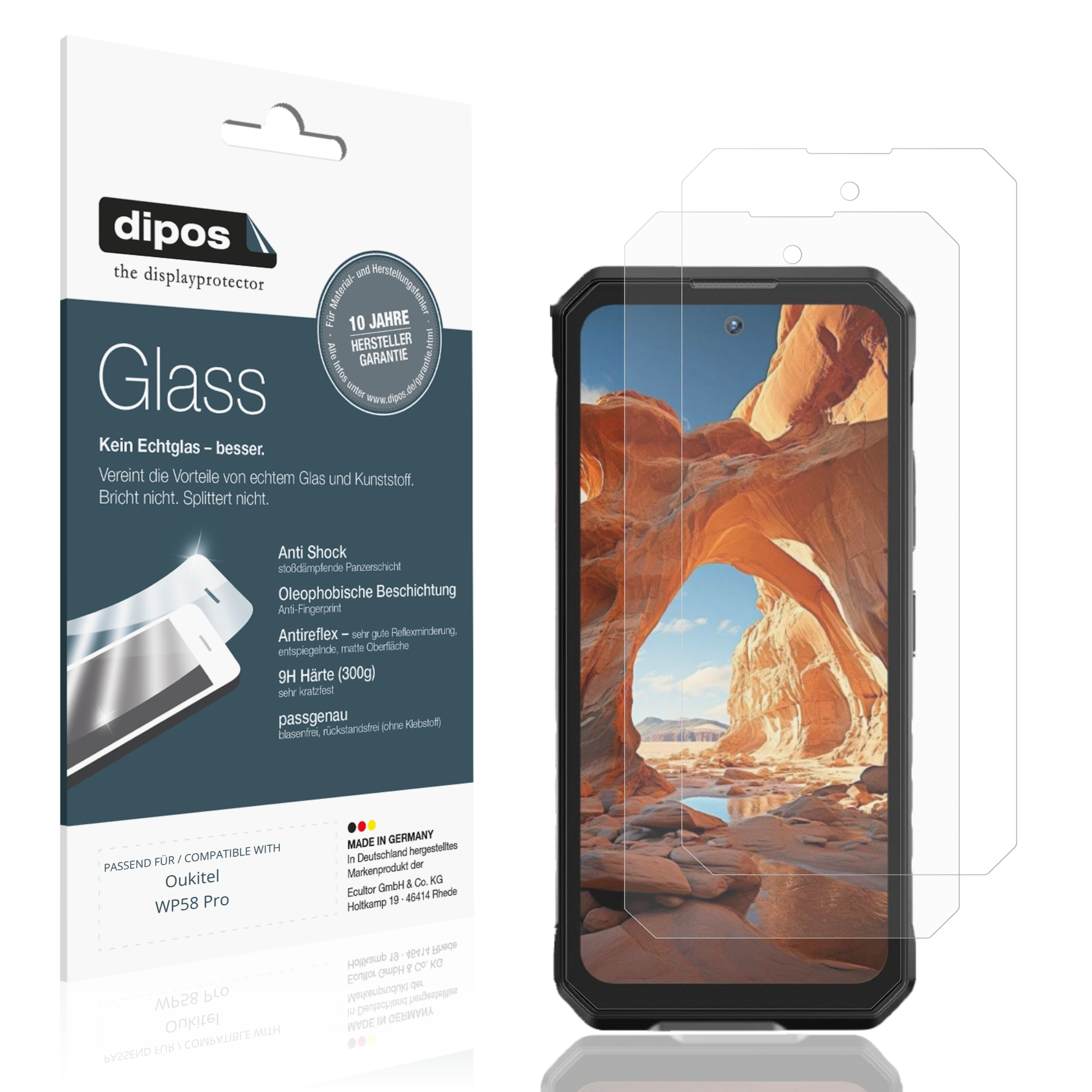 Matte Displayschutzfolie von dipos passend für Oukitel WP58 Pro, 9H kratzfest und blasenfrei montiert