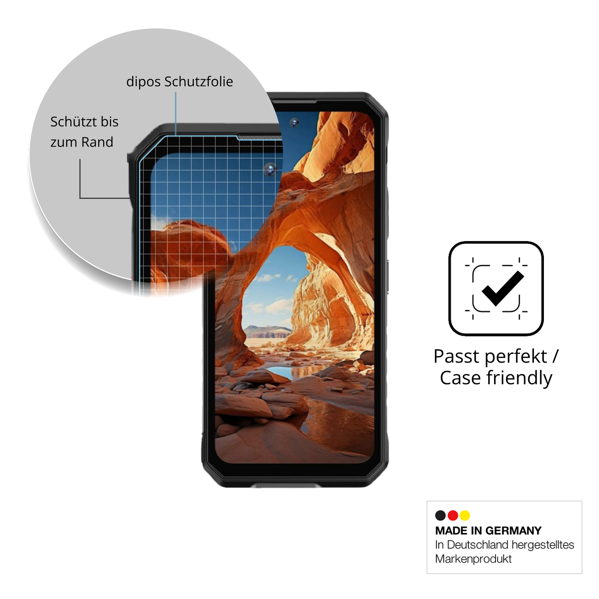 Besonders flexibler Displayschutz mit Anti-Shock-Schicht im Materialmix